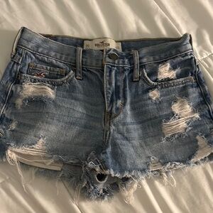 Hollister Women's Blue Distressed Denim Shorts